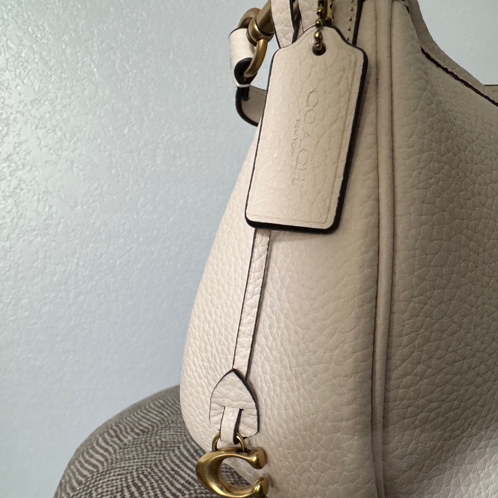 Coach Pebbled Leather Shoulder Bag in chalk ivory Cary - Picture 10 of 12